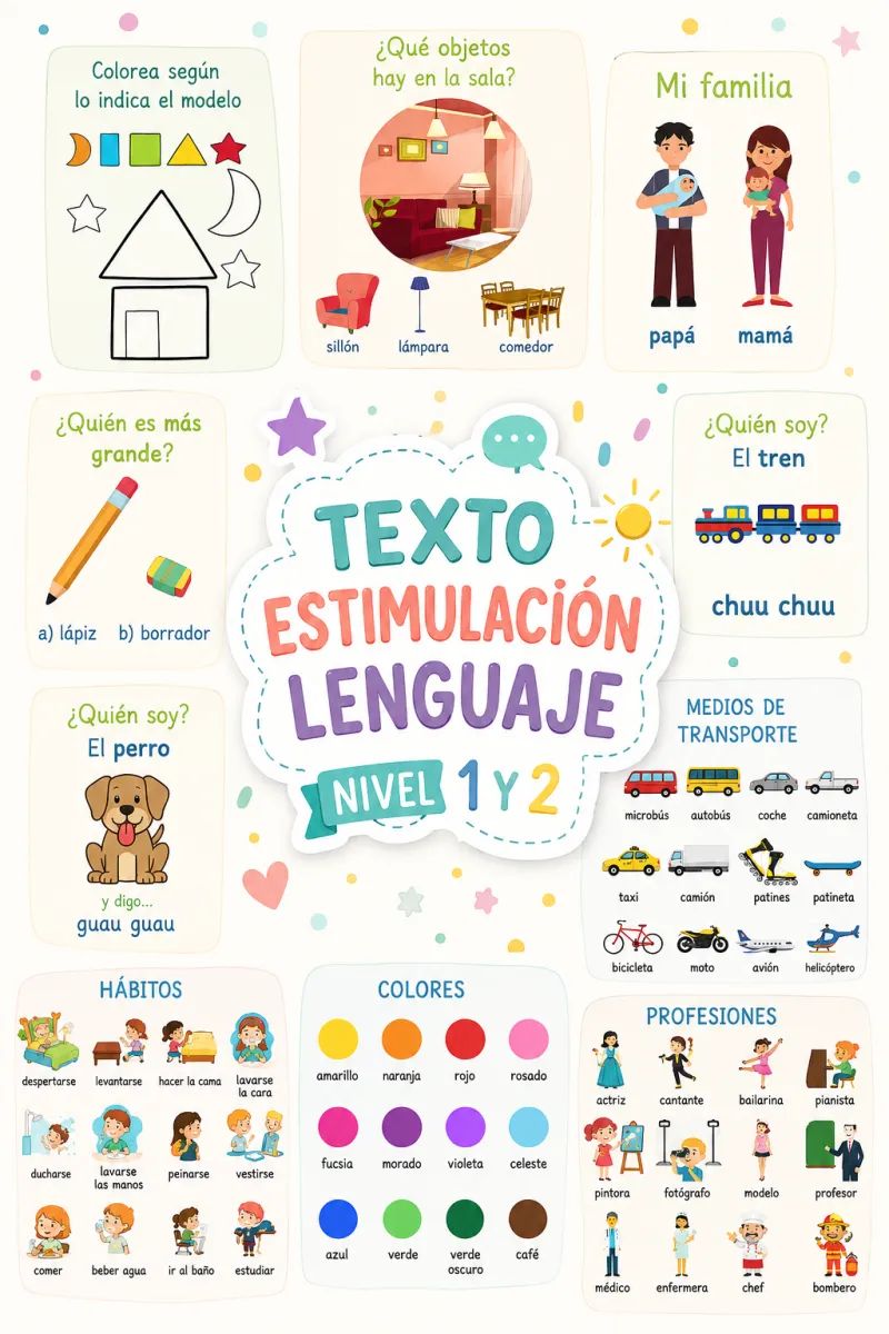 Material para estimulación de lenguaje, Nivel 1. PDF